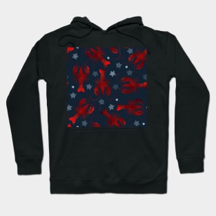 lobster love red on blue Hoodie